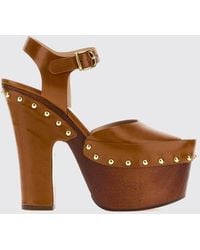 Chloé - Chlo&Eacute Meret High-Heel Calfskin Leather Sandals With Platform And Strap - Lyst