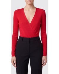 Elisabetta Franchi - Silk And Viscose Blend Blouse With Draped V-Neck - Lyst