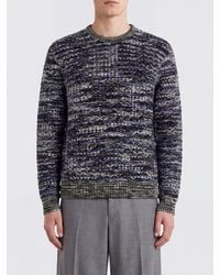 Missoni - Bicolour Abstract Pattern Wool Blend Slim Fit Crewneck Jumper - Lyst