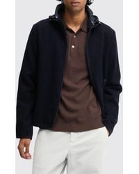Aspesi - Wool Sports Jacket With Nylon Hood And Zip Closure - Lyst