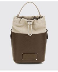 Maison Margiela - 5Ac Grained Leather And Canvas Bucket Bag - Lyst