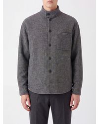 Giorgio Armani - Short Silk And Cashmere Shirt Jacket With High Neck - Lyst
