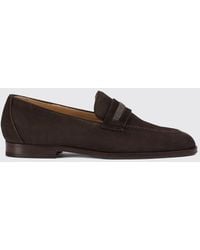 Doucal's - Suede Penny Loafers With Penny Strap - Lyst
