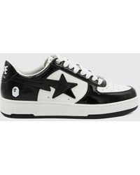 A Bathing Ape - Low-Top Leather Sneakers With Iconic Bicolor Star Print - Lyst