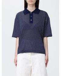 Ami Paris - Striped Cotton Polo Shirt - Lyst