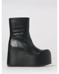 Paloma Barceló - Blaire Nappa Leather Ankle Boots With High Wedge Heel - Lyst