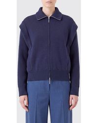 Giorgio Armani - Knitted Wool Bomber Jacket With Zip Closure And Ribbed Trims - Lyst