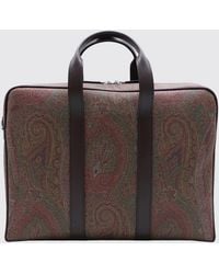 Etro - Arnica Paisley Coated Cotton Briefcase With Leather Handles - Lyst
