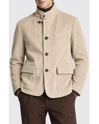 Fay - Velvet Coat With High Neck And Iconic Toggle Fastening - Lyst