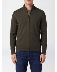 BOSS - Slim Fit Virgin Wool Turtleneck Cardigan With Zip Closure - Lyst
