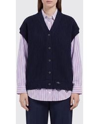 SOLOTRE - Wool Knit Waistcoat With V-Neck And Button Closure - Lyst
