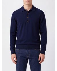 Eleventy - Long-Sleeved Knit Polo Shirt - Lyst