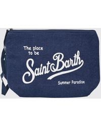 MC2 Saint Barth - Aline Striped Linen Pochette - Lyst