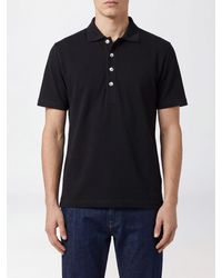 Eleventy - Short-Sleeved Cotton Polo Shirt With Ribbed Collar And Placket - Lyst