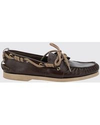 Golden Goose - Vintage-Style Calfskin Boat Shoes With Raised Apron Toe - Lyst