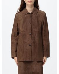 Max Mara - Suede Leather Shirt Jacket With Classic Collar - Lyst