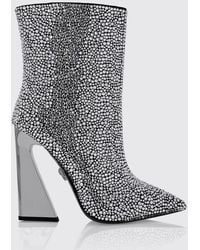 Philipp Plein - Almond-Toe Leather Ankle Boots With Swarovski Crystals And High Heels - Lyst