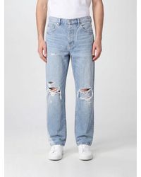 Purple - Five-Pocket Straight-Fit Distressed Denim Jeans - Lyst