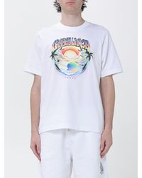 CASABLANCA - Organic Cotton Crew Neck T-Shirt With Logo Print - Lyst