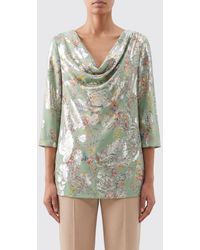 Valentino Garavani - Floral-Print Silk Blouse With Draped Neckline - Lyst