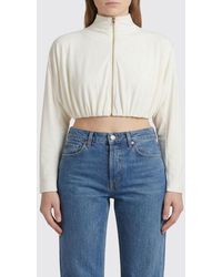 Alaïa - Viscose Blend Crop Bomber Jacket With Zip - Lyst