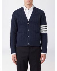 Thom Browne - Cárdigan Slim Fit De Tricot De Lana Con Cuello De Pico Y Motivo 4-Bar - Lyst