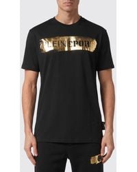 Philipp Plein - Slim Fit Cotton T-Shirt With Contrast Laminated Logo - Lyst