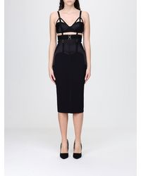 Elisabetta Franchi - Light Crepe And Satin Bustier Dress - Lyst