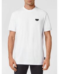 Philipp Plein - Cotton T-Shirt With Applied Logo Patch On The Chest - Lyst