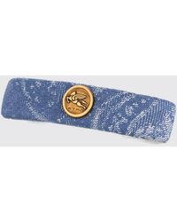 Etro - Abstract Print Cotton Hair Clip With A Metal Pegaso Logo - Lyst