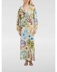 Momoní - Momon&Igrave Floral Print Silk Midi Sheath Dress With Cut-Out - Lyst