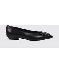 Roger Vivier - Gommettine Bovine Leather Ballet Flats With Logo Buckle - Lyst