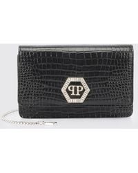 Philipp Plein - Crocodile Print Leather Clutch - Lyst