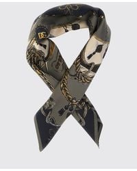 Dolce & Gabbana - Dolce &Amp Gabbana Graphic Print Silk Scarf With Contrast Logo - Lyst