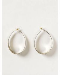 ALLUJEWELS - Ovale Creolen Aus Gebürstetem Metall - Lyst