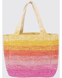 Manebí - Zuma Multicolour Striped Raffia Shoulder Bag With Embroidered Logo - Lyst
