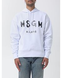 MSGM - Relaxed Fit Cotton Hoodie With Pouch Pocket And Logo - Lyst