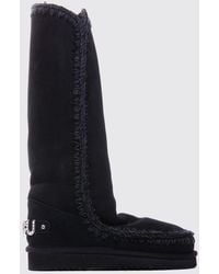 Mou - Eskimo Calf-Height Suede Boots With Rhinestone Logo - Lyst