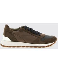 Brunello Cucinelli - Embroidered Nylon And Suede Trainers With Monili - Lyst