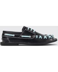 CAMPERLAB - Eki Leather Boat Shoes With Embroidery And Asymmetrical Toe - Lyst