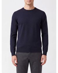 Tagliatore - 100% Wool Crew-Neck Jumper With Ribbed Trims - Lyst