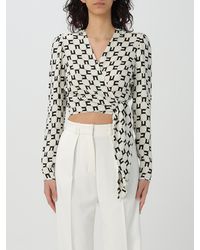 Elisabetta Franchi - Georgette-Bluse Mit Logo-Print - Lyst