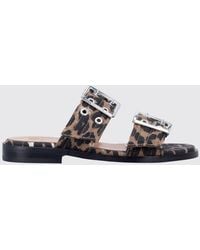Ganni - Animal Print Organic Cotton Sandal - Lyst