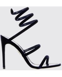 Rene Caovilla - Cleo Velvet Sandals With Spiral Strap And Stiletto Heel - Lyst