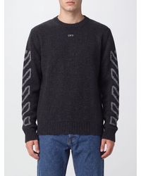Off-White c/o Virgil Abloh - Wool-Blend Crewneck Jumper With Jacquard Arrow Logo - Lyst