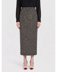 Valentino Garavani - Wool Blend Midi Pencil Skirt With Ruffles - Lyst
