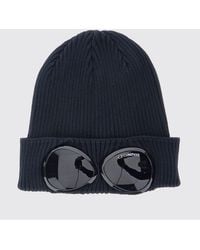 C.P. Company - Cotton Beanie With Cuff And Iconic Goggle Lenses - Lyst
