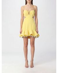 Rabanne - Cut-Out Viscose Long Evening Gown With Square Neckline - Lyst