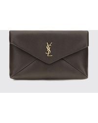 Saint Laurent - Ysl Monogram Lambskin Envelope Clutch - Lyst