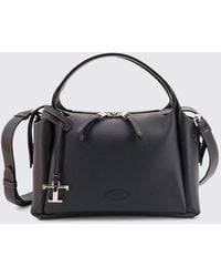 Tod's - Grained Leather Handbag With Shoulder Strap And Logo Charm - Lyst